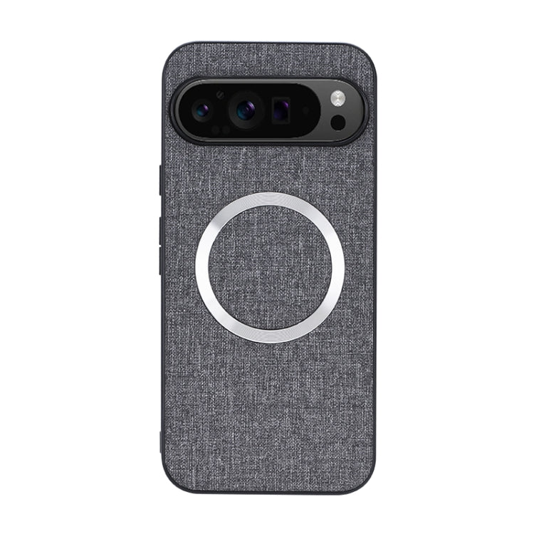 For Google Pixel 9 Pro CD Magnetic Ring Cloth Texture PU Phone Case(Grey) - Google Cases by PMC TechLife | Online Shopping South Africa | PMC TechLife | Buy Now Pay Later Mobicred