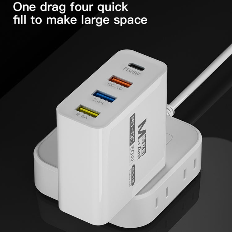Ma-Ant 60W USB-C/Type-C+3 USB Multi-port Fast Charging Charger, Plug:EU Plug(Black) - free shipping - PMC Jewellery - Order now!