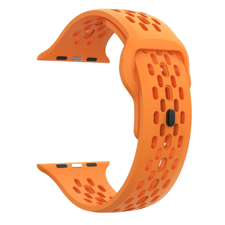For Apple Watch SE 2023 44mm Oval Holes Fluororubber Watch Band(Orange) - Watch Bands by PMC TechLife | Online Shopping South Africa | PMC TechLife