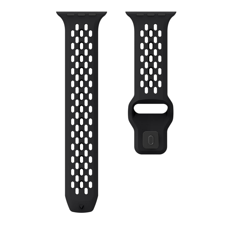 For Apple Watch Series 9 45mm Oval Holes Fluororubber Watch Band(Black) - Watch Bands by PMC TechLife | Online Shopping South Africa | PMC TechLife