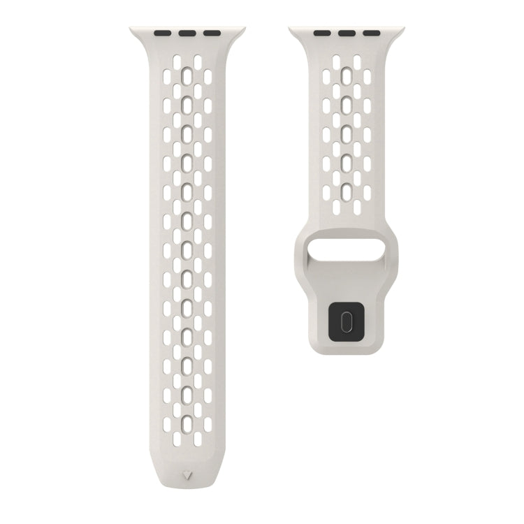 For Apple Watch Series 9 45mm Oval Holes Fluororubber Watch Band(Starlight) - Watch Bands by PMC TechLife | Online Shopping South Africa | PMC TechLife