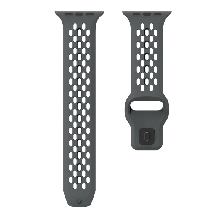 For Apple Watch Ultra 49mm Oval Holes Fluororubber Watch Band(Dark Grey) - Watch Bands by PMC TechLife | Online Shopping South Africa | PMC TechLife