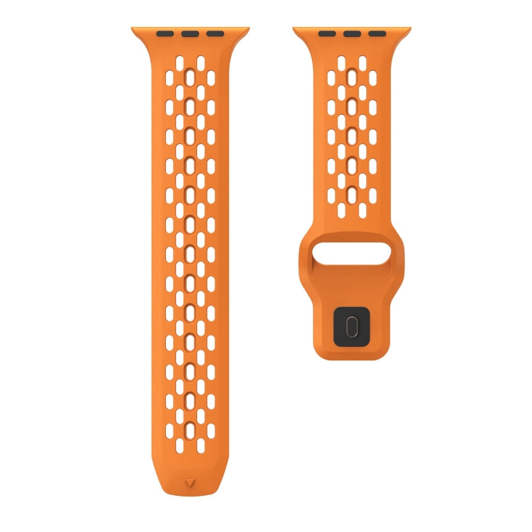 For Apple Watch Series 8 45mm Oval Holes Fluororubber Watch Band(Orange) - Watch Bands by PMC TechLife | Online Shopping South Africa | PMC TechLife