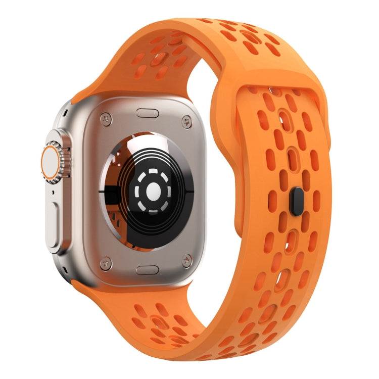 For Apple Watch Series 8 45mm Oval Holes Fluororubber Watch Band(Orange) - Watch Bands by PMC TechLife | Online Shopping South Africa | PMC TechLife
