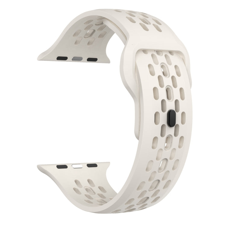 For Apple Watch SE 2022 44mm Oval Holes Fluororubber Watch Band(Starlight) - Watch Bands by PMC TechLife | Online Shopping South Africa | PMC TechLife