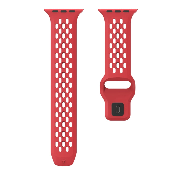 For Apple Watch SE 44mm Oval Holes Fluororubber Watch Band(Red) - Watch Bands by PMC TechLife | Online Shopping South Africa | PMC TechLife