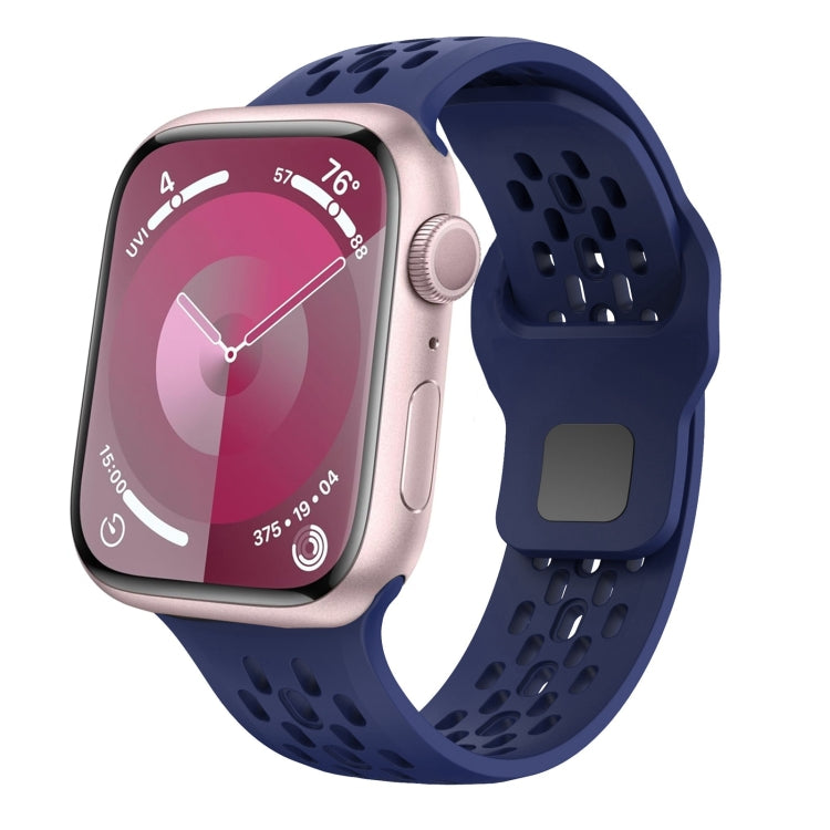 For Apple Watch Series 5 44mm Oval Holes Fluororubber Watch Band(Midnight Blue) - free shipping - PMC TechLife - Order now!