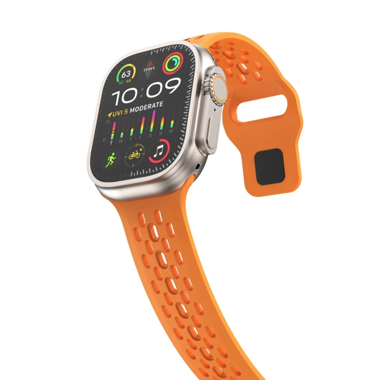For Apple Watch Series 4 44mm Oval Holes Fluororubber Watch Band(Orange) - Watch Bands by PMC TechLife | Online Shopping South Africa | PMC TechLife