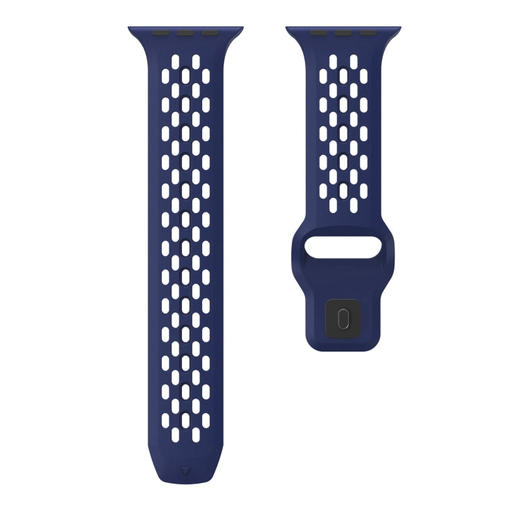 For Apple Watch Series 4 44mm Oval Holes Fluororubber Watch Band(Midnight Blue) - Watch Bands by PMC TechLife | Online Shopping South Africa | PMC TechLife