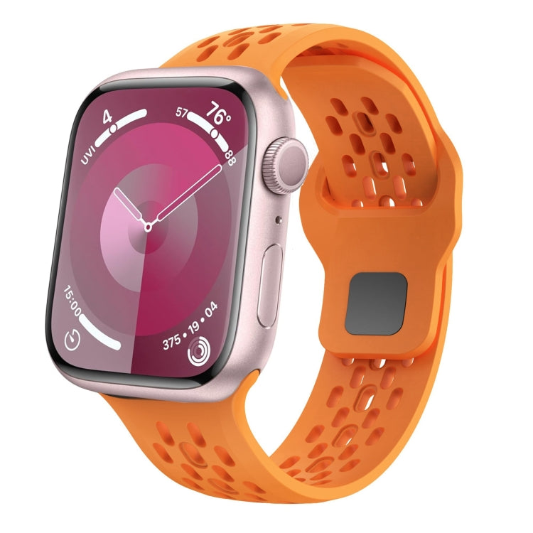 For Apple Watch Series 3 42mm Oval Holes Fluororubber Watch Band(Orange) - Watch Bands by PMC TechLife | Online Shopping South Africa | PMC TechLife