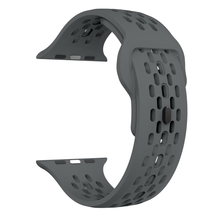 For Apple Watch Series 3 42mm Oval Holes Fluororubber Watch Band(Dark Grey) - free shipping - PMC TechLife - Order now!