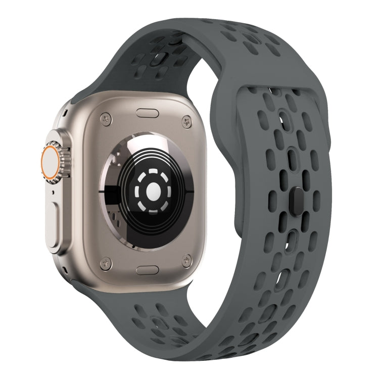 For Apple Watch Series 3 42mm Oval Holes Fluororubber Watch Band(Dark Grey) - free shipping - PMC TechLife - Order now!