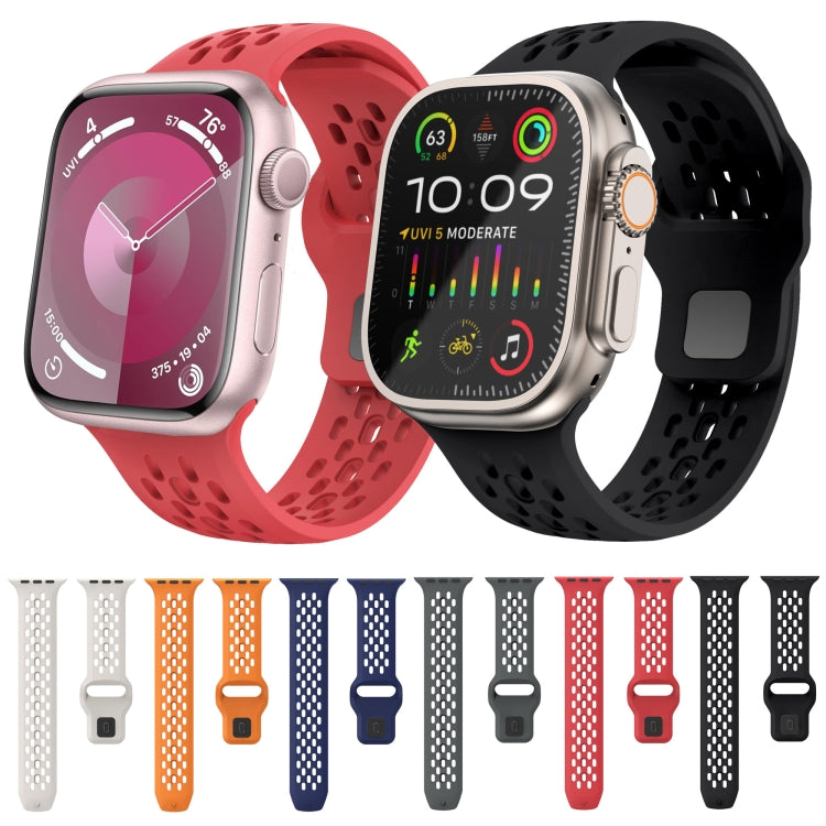 For Apple Watch Series 5 44mm Oval Holes Fluororubber Watch Band(Midnight Blue) - free shipping - PMC TechLife - Order now!