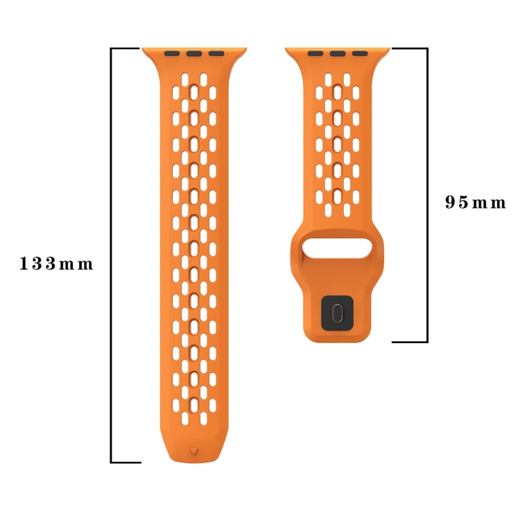 For Apple Watch SE 44mm Oval Holes Fluororubber Watch Band(Red) - Watch Bands by PMC TechLife | Online Shopping South Africa | PMC TechLife