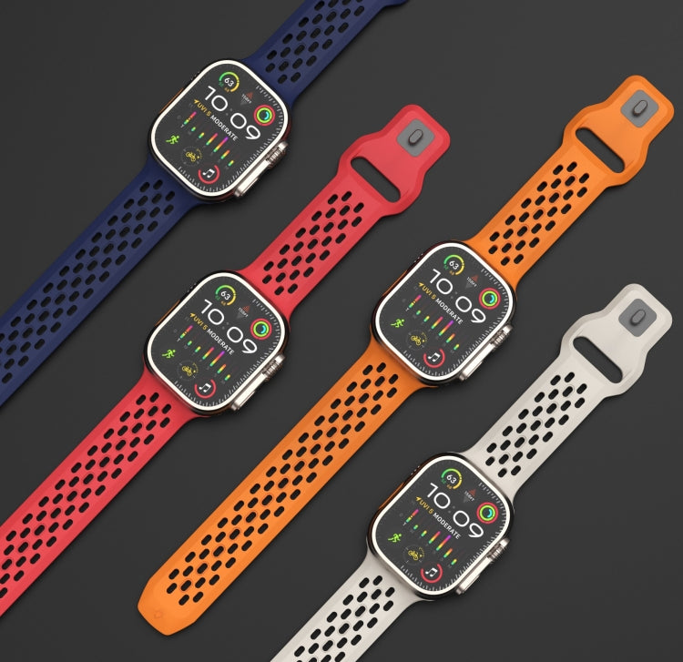For Apple Watch Ultra 49mm Oval Holes Fluororubber Watch Band(Midnight Blue) - Watch Bands by PMC TechLife | Online Shopping South Africa | PMC TechLife