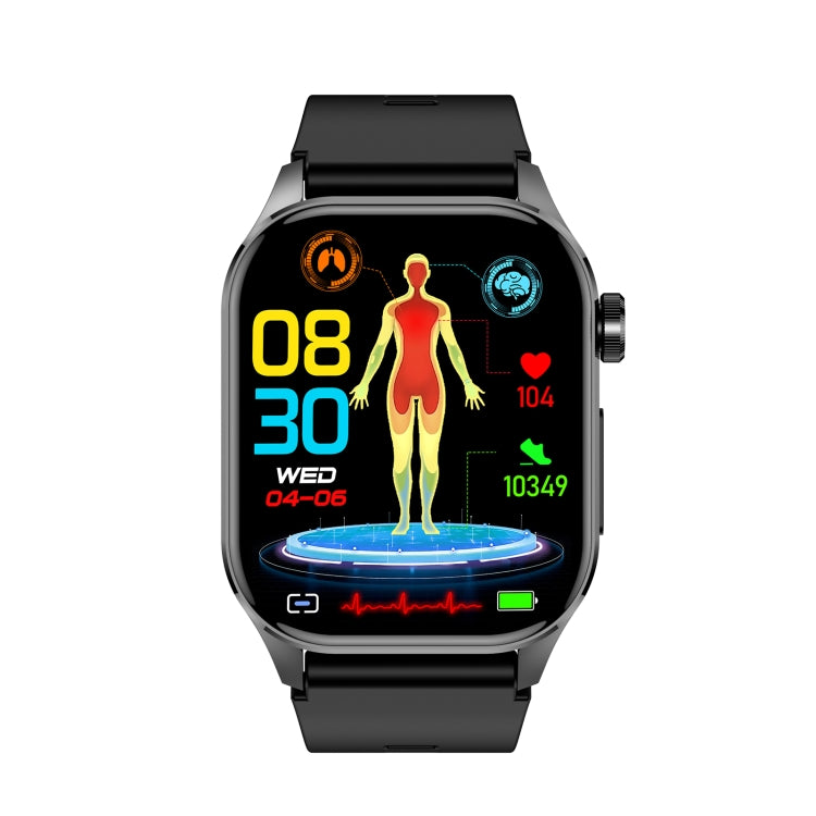 ET580 2.04 inch AMOLED Screen Sports Smart Watch Support Bluethooth Call /  ECG Function(Black Silicone Band) - Smart Watches by PMC TechLife | Online Shopping South Africa | PMC TechLife