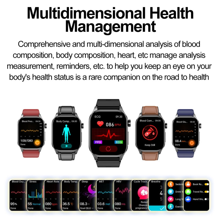 ET580 2.04 inch AMOLED Screen Sports Smart Watch Support Bluethooth Call /  ECG Function(Red Silicone Band) - Smart Watches by PMC TechLife | Online Shopping South Africa | PMC TechLife