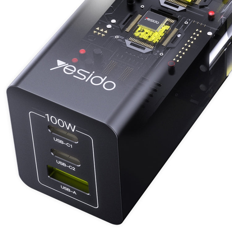 Yesido YC58 100W 2Type-C+USB Ports with 1 Socket Desktop GaN Charger(EU Plug) - free shipping - PMC Jewellery - Order now!