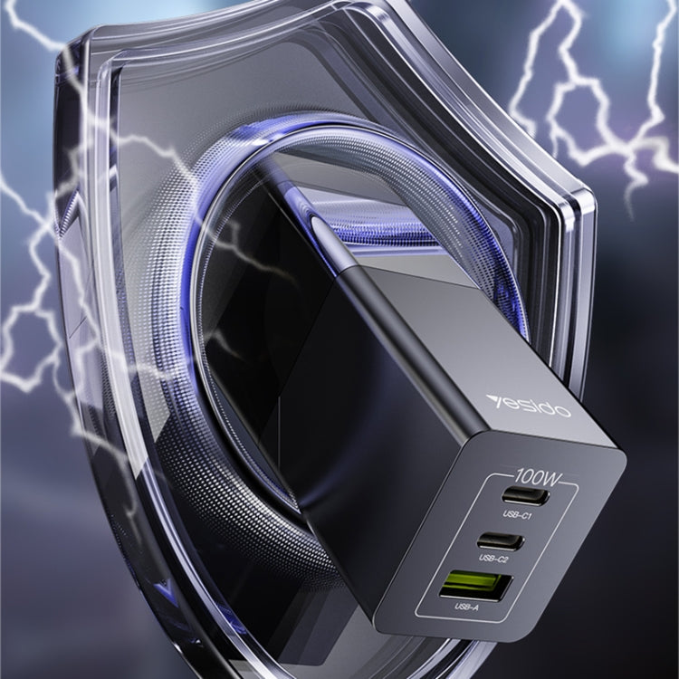 Yesido YC77 100W 2Type-C+USB Ports with 1 Socket Desktop GaN Charger(UK Plug) - free shipping - PMC Jewellery - Order now!