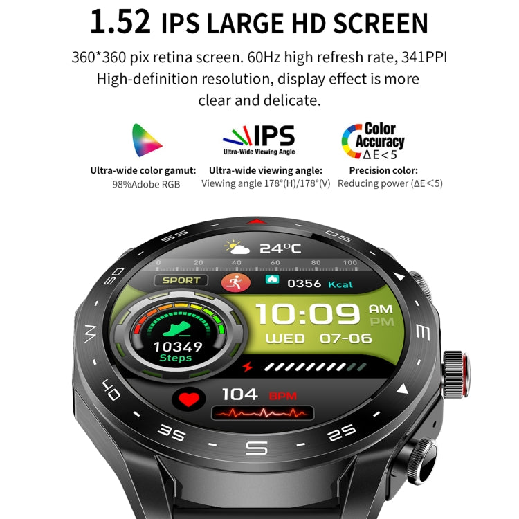 LEMFO T95 1.52 inch IPS Screen 2 in 1 Bluetooth Earphone Smart Watch Support Health Monitoring(Black) - free shipping - PMC TechLife - Order now!