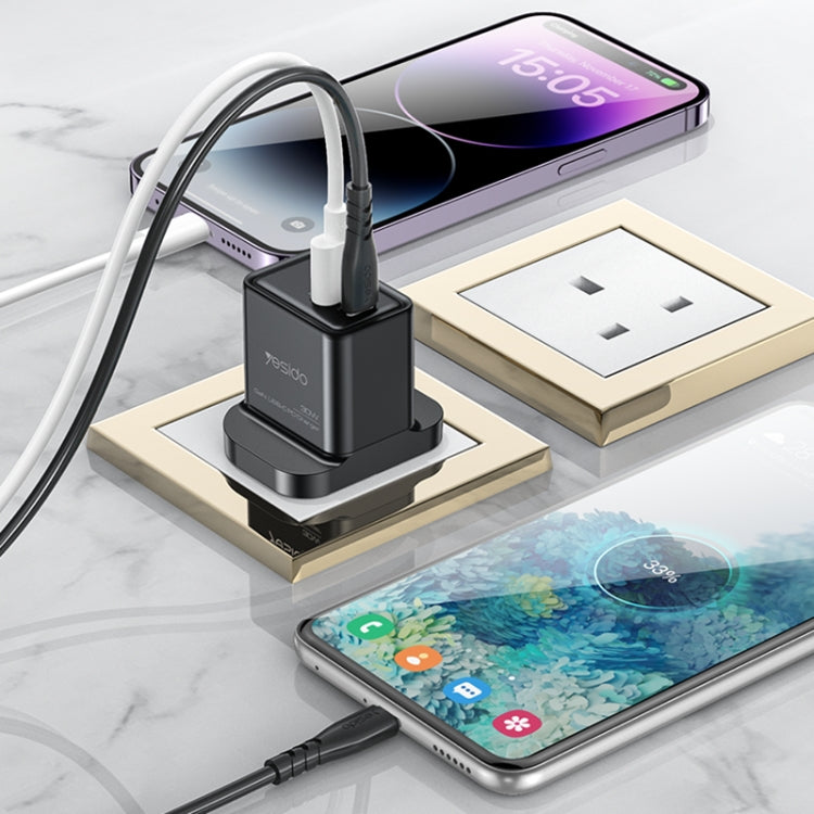 Yesido YC83 PD 30W USB-C/Type-C+USB Interface GaN Fast Charging Charger(UK Plug) - free shipping - PMC TechLife - Order now!