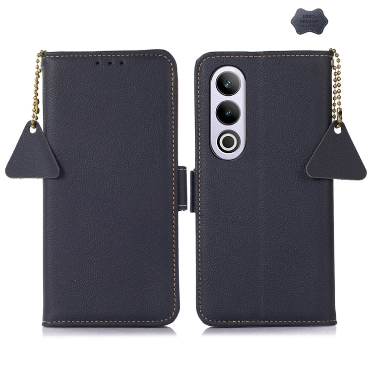 For OnePlus CE4 5G Global Side-Magnetic TJ Genuine Leather RFID Phone Case(Blue) - OnePlus Cases by PMC TechLife | Online Shopping South Africa | PMC TechLife | Buy Now Pay Later Mobicred