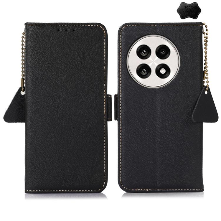 For OnePlus Ace 5 Pro / Ace 5 / 13R Side-Magnetic TJ Genuine Leather RFID Phone Case(Black) - OnePlus Cases by PMC TechLife | Online Shopping South Africa | PMC TechLife | Buy Now Pay Later Mobicred
