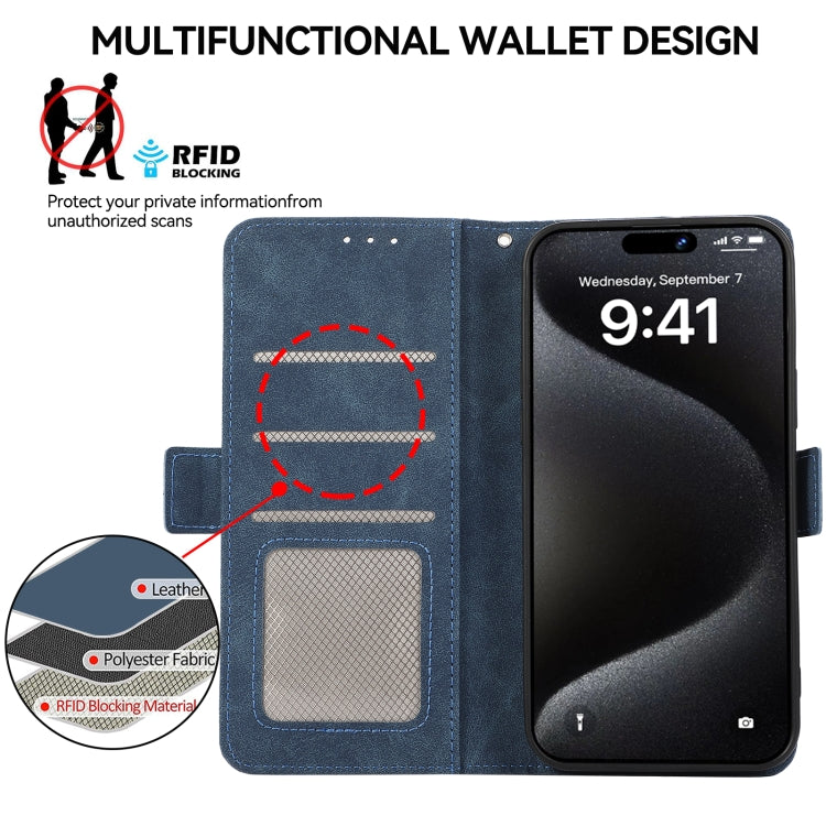 For iPhone 16 ABEEL Frosted Magnetic RFID Leather Phone Case(Blue) - iPhone 16 Cases by PMC TechLife | Online Shopping South Africa | PMC TechLife | Buy Now Pay Later Mobicred