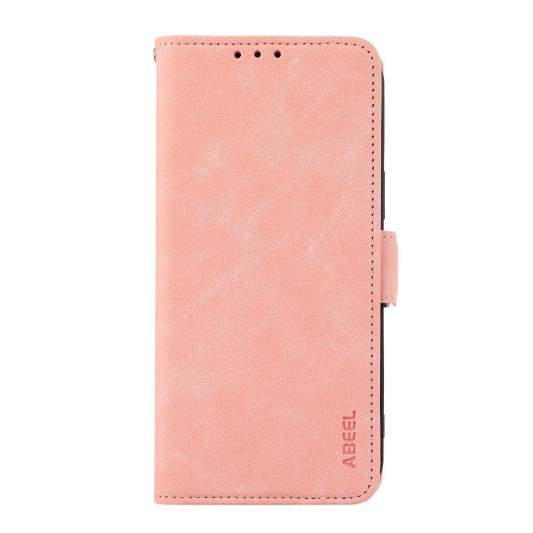 For iPhone 16e ABEEL Frosted Magnetic RFID Leather Phone Case(Pink) - iPhone 16e Cases by PMC TechLife | Online Shopping South Africa | PMC TechLife | Buy Now Pay Later Mobicred
