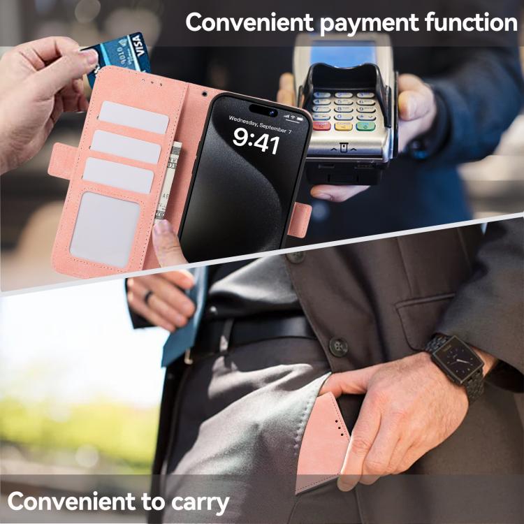 For iPhone 16e ABEEL Frosted Magnetic RFID Leather Phone Case(Pink) - iPhone 16e Cases by PMC TechLife | Online Shopping South Africa | PMC TechLife | Buy Now Pay Later Mobicred