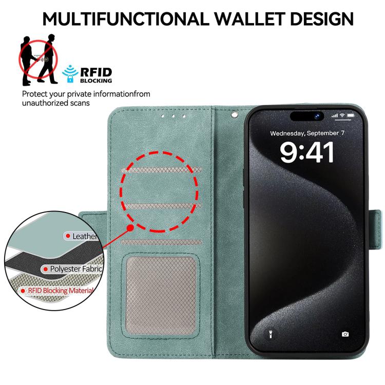 For iPhone 17 ABEEL Frosted Magnetic RFID Leather Phone Case(Cyan) - free shipping - PMc TechLife - Order now!