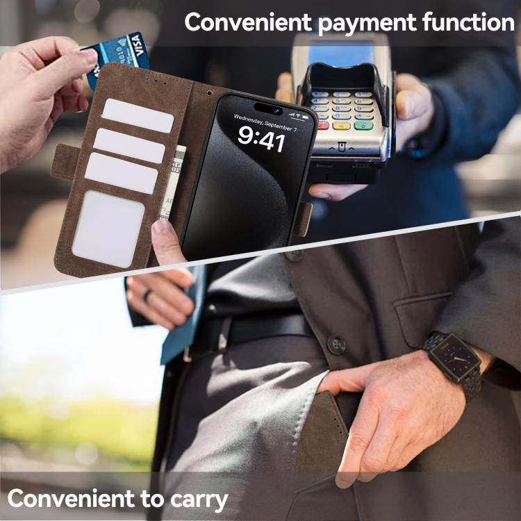 For iPhone 17 ABEEL Frosted Magnetic RFID Leather Phone Case(Brown) - free shipping - PMc TechLife - Order now!