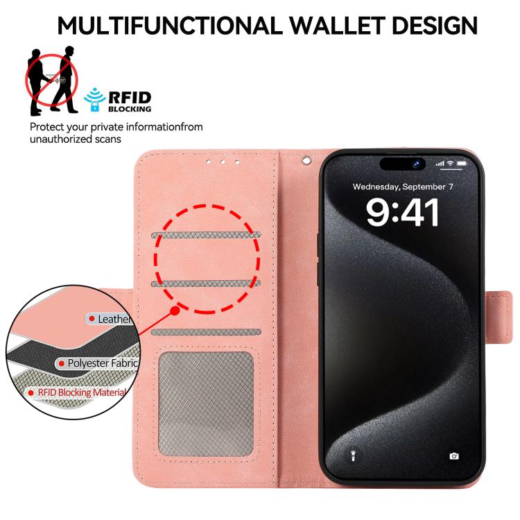 For iPhone 17 Air ABEEL Frosted Magnetic RFID Leather Phone Case(Pink) - free shipping - PMc TechLife - Order now!