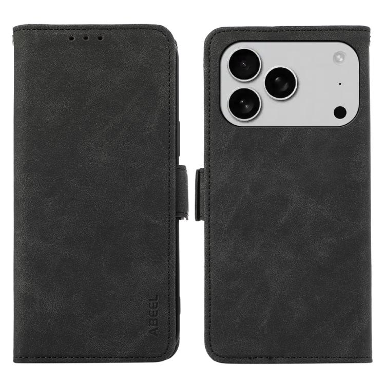 For iPhone 17 Pro Max ABEEL Frosted Magnetic RFID Leather Phone Case(Black) - free shipping - PMc TechLife - Order now!