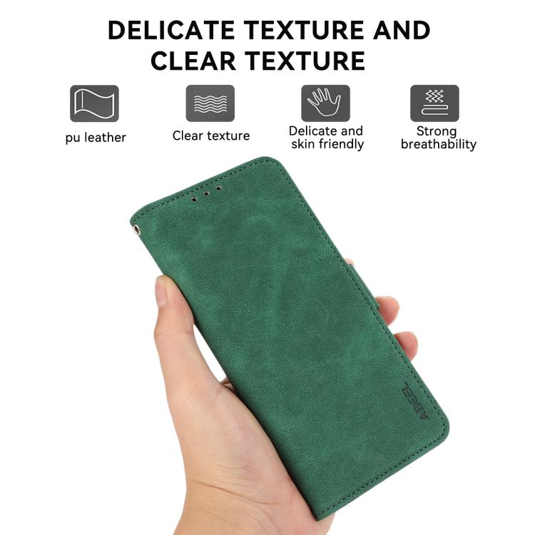 For iPhone 17 Pro Max ABEEL Frosted Magnetic RFID Leather Phone Case(Green) - free shipping - PMc TechLife - Order now!