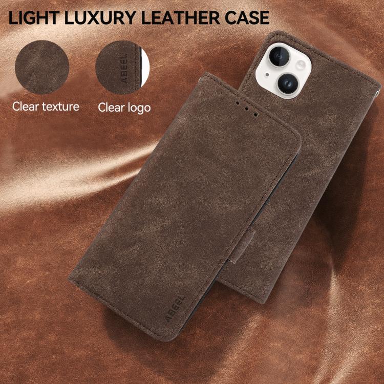 For iPhone 17 Pro Max ABEEL Frosted Magnetic RFID Leather Phone Case(Brown) - free shipping - PMc TechLife - Order now!