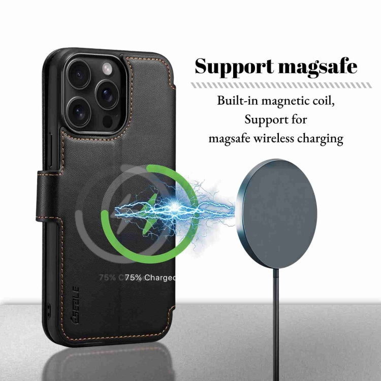 For iPhone 14 / 13 ESEBLE E1 Nappa Texture MagSafe Holder Leather Phone Case(Black) - free shipping - PMC Jewellery - Order now!