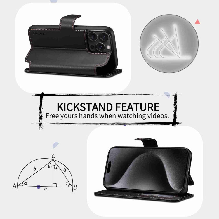 For iPhone 14 / 13 ESEBLE E1 Nappa Texture MagSafe Holder Leather Phone Case(Black) - free shipping - PMC Jewellery - Order now!