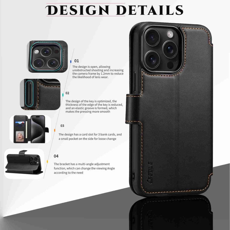 For iPhone 14 / 13 ESEBLE E1 Nappa Texture MagSafe Holder Leather Phone Case(Black) - free shipping - PMC Jewellery - Order now!