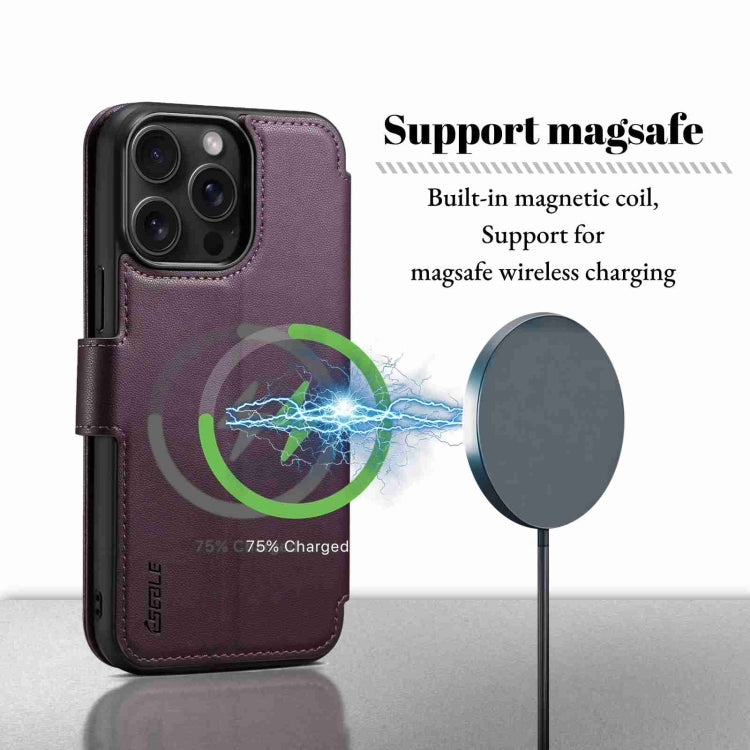 For iPhone 15 ESEBLE E1 Nappa Texture MagSafe Holder Leather Phone Case(Dark Purple) - free shipping - PMC Jewellery - Order now!