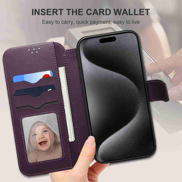 For iPhone 15 ESEBLE E1 Nappa Texture MagSafe Holder Leather Phone Case(Dark Purple) - free shipping - PMC Jewellery - Order now!