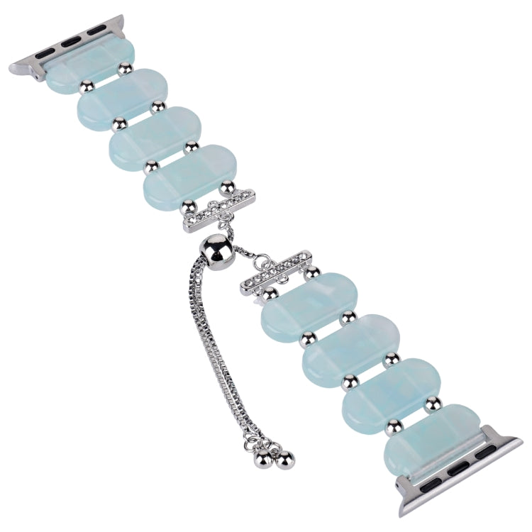 For Apple Watch SE 2023 44mm Resin Retractable Chain Watch Band(Ice Blue) - Watch Bands by PMC TechLife | Online Shopping South Africa | PMC TechLife