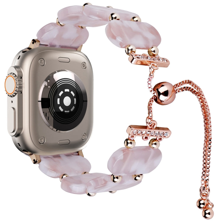 For Apple Watch Ultra 2 49mm Resin Retractable Chain Watch Band(Pink Flower) - Watch Bands by PMC TechLife | Online Shopping South Africa | PMC TechLife