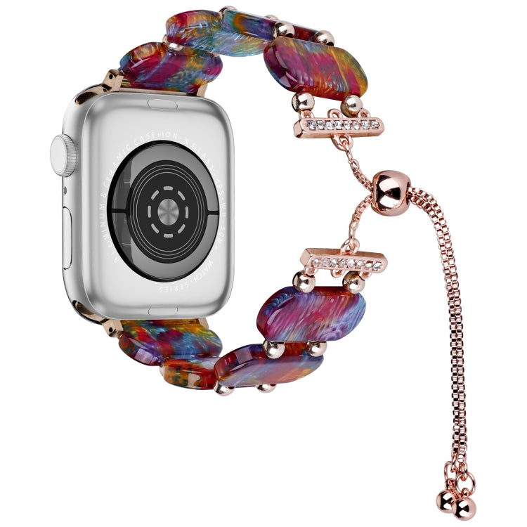 For Apple Watch Series 9 45mm Resin Retractable Chain Watch Band(Pearlescent Rainbow) - Watch Bands by PMC TechLife | Online Shopping South Africa | PMC TechLife