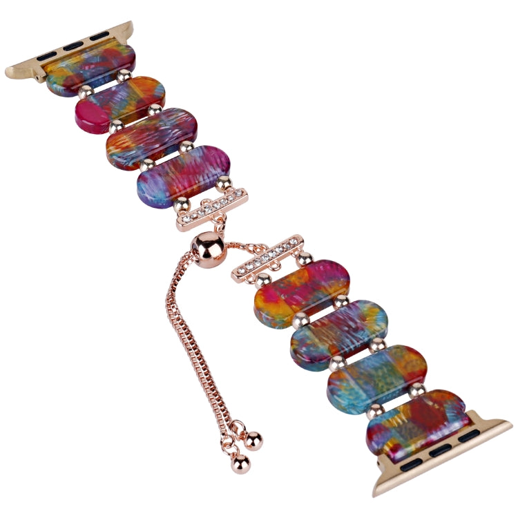 For Apple Watch Series 9 45mm Resin Retractable Chain Watch Band(Pearlescent Rainbow) - Watch Bands by PMC TechLife | Online Shopping South Africa | PMC TechLife
