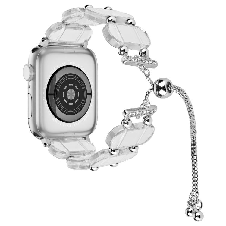For Apple Watch Series 9 41mm Resin Retractable Chain Watch Band(Transparent) - Watch Bands by PMC TechLife | Online Shopping South Africa | PMC TechLife