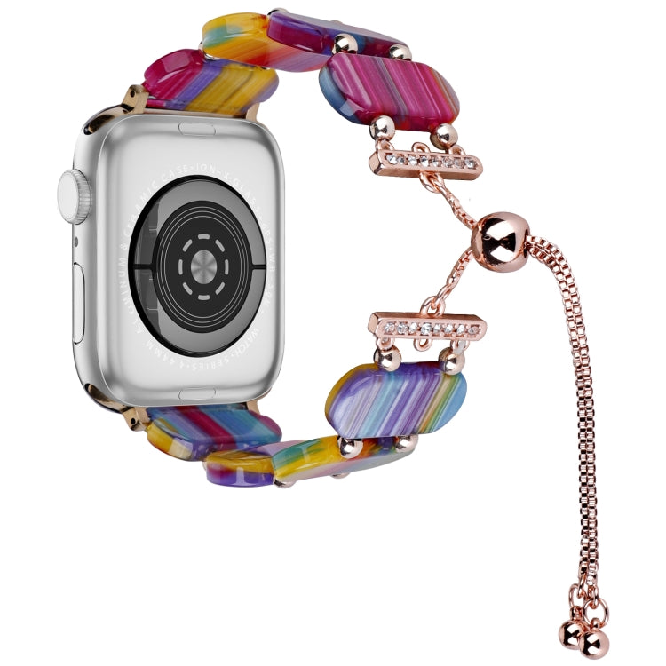 For Apple Watch Series 9 41mm Resin Retractable Chain Watch Band(Rainbow) - Watch Bands by PMC TechLife | Online Shopping South Africa | PMC TechLife