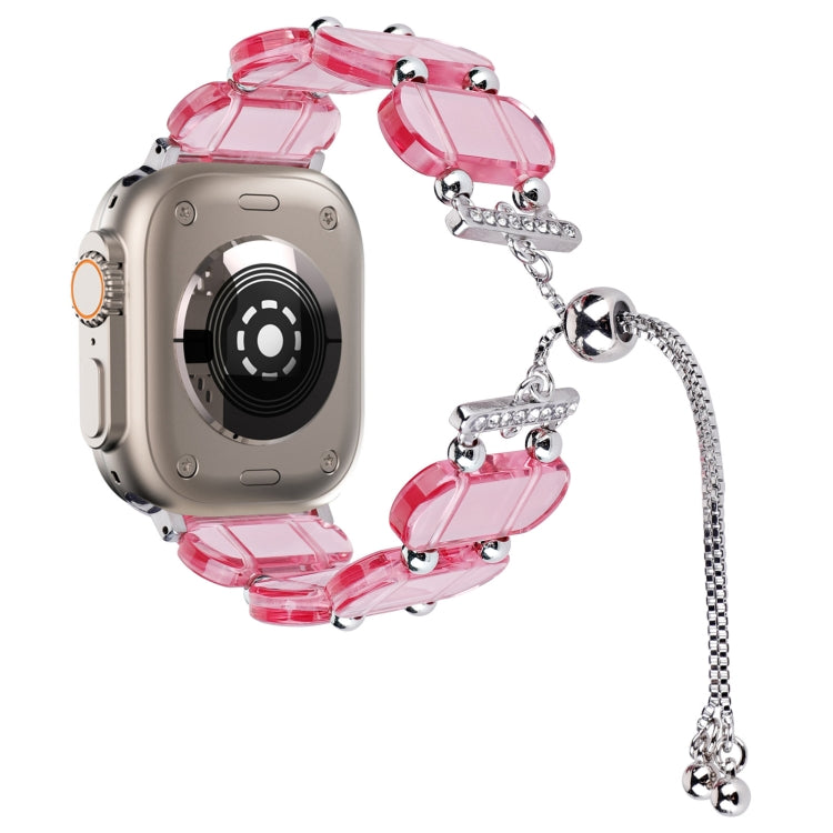 For Apple Watch Ultra 49mm Resin Retractable Chain Watch Band(Pink) - Watch Bands by PMC TechLife | Online Shopping South Africa | PMC TechLife