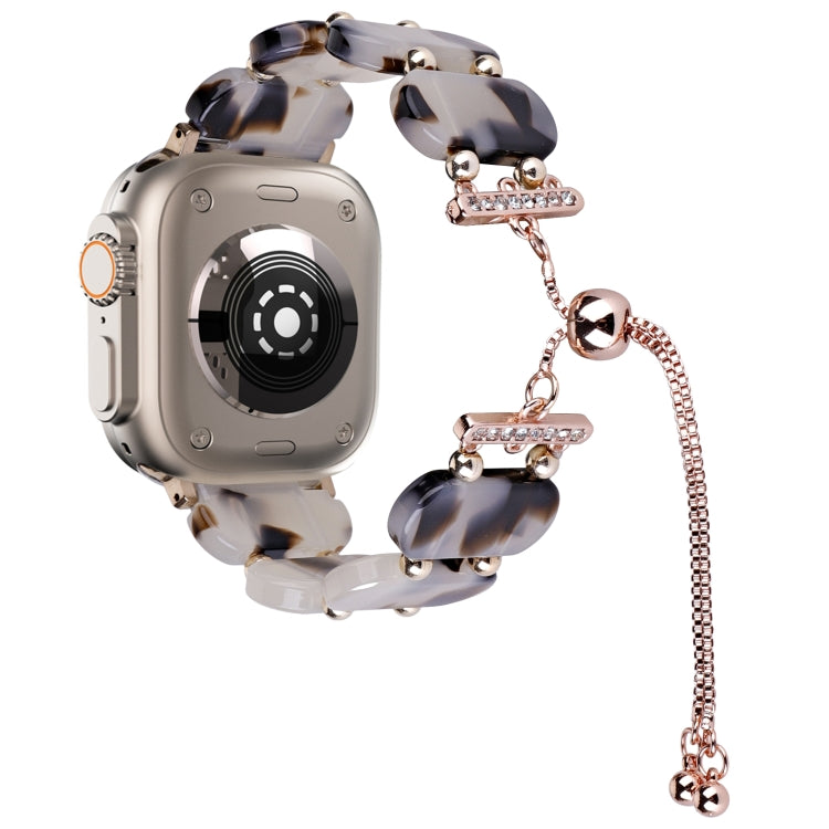 For Apple Watch Ultra 49mm Resin Retractable Chain Watch Band(Brown White) - Watch Bands by PMC TechLife | Online Shopping South Africa | PMC TechLife