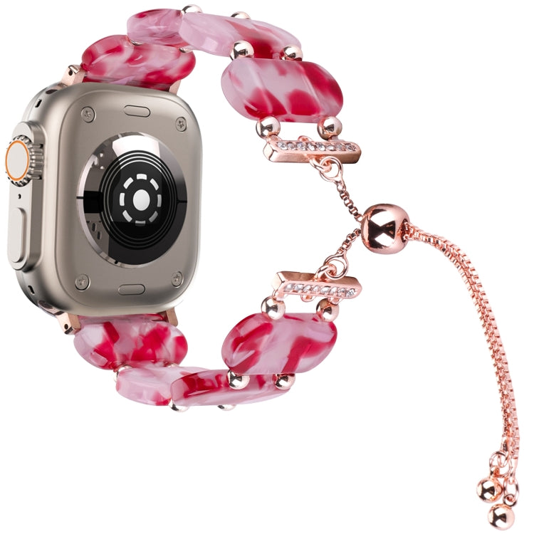 For Apple Watch Ultra 49mm Resin Retractable Chain Watch Band(Rose Red) - Watch Bands by PMC TechLife | Online Shopping South Africa | PMC TechLife